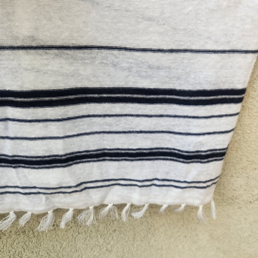 TALBOTS Women's Sweater Medium White 100% Linen Nautical Fringe Summer Beachy - Picture 10 of 10